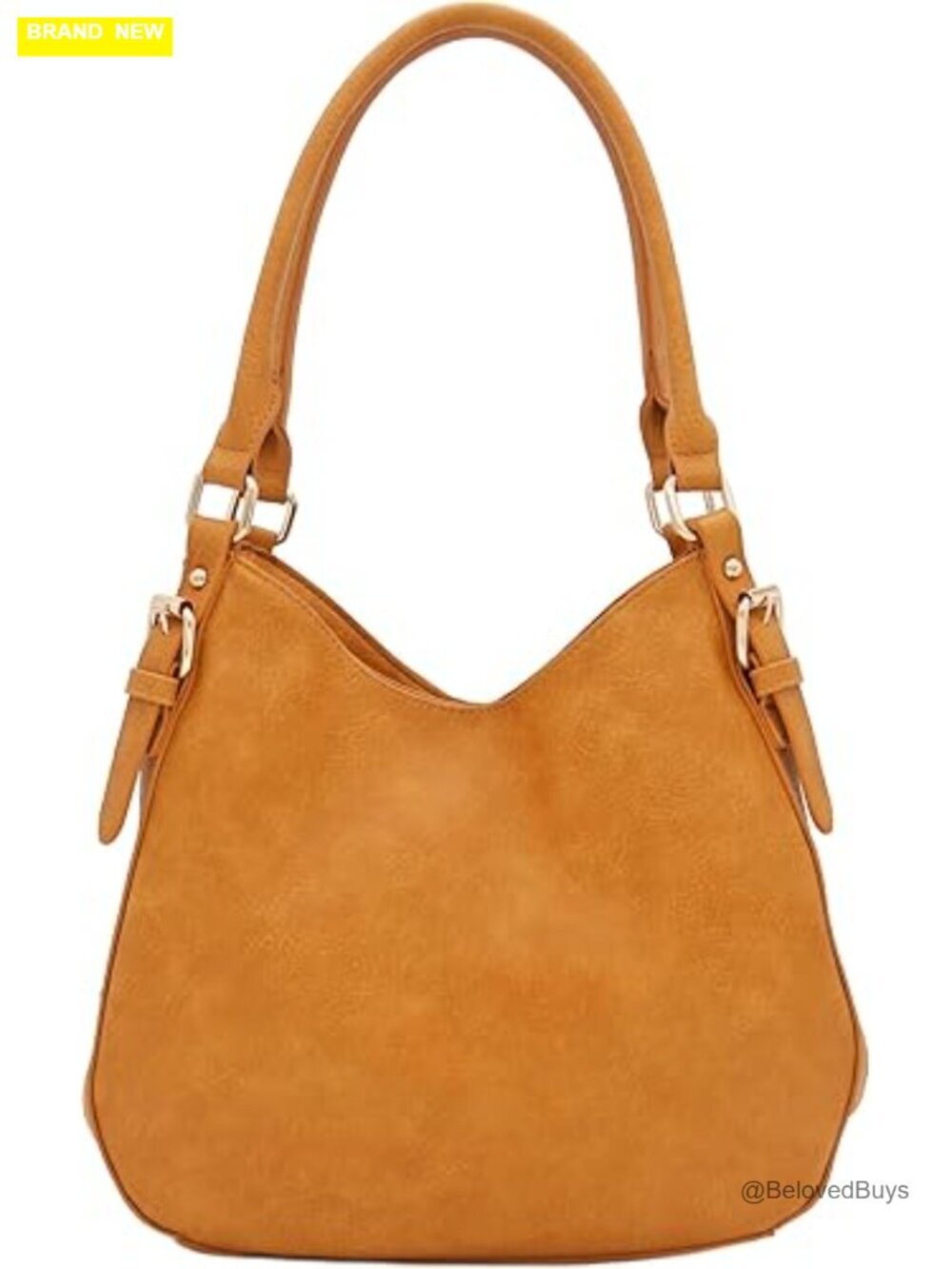 Faux Leather Medium Hobo Bag with 3 Compartments and Top Handles